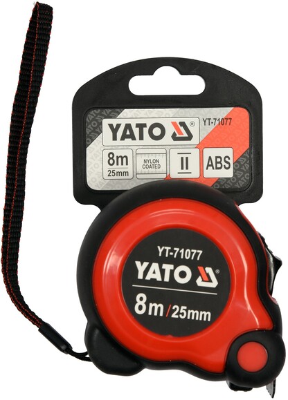 Рулетка Yato (YT-71077) 8 м x 25 мм, стальной лентой, нейлоновым покрытием, двойной блокировкой изображение 3