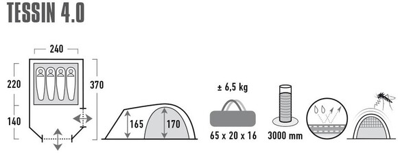 Палатка High Peak Tessin 4.0 Nimbus Grey (10224) (928251) изображение 7
