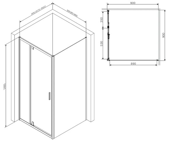 Душевое ограждение AM.PM Gem Square Pivot 90x90 см (W90UG-404-090BT) изображение 7