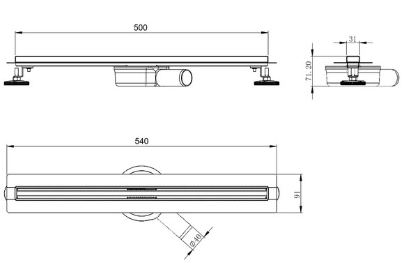 Трап линейный VOLLE MASTER LINEA Flecha 500 мм (cepillado cromo) (9046.212214) изображение 3