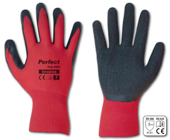 Перчатки защитные BRADAS PERFECT GRIP RED RWPGRD9 латекс, размер 9