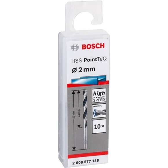 Свердло Bosch 10 HSS PointTeQ 2 мм, 10 шт (2608577188)