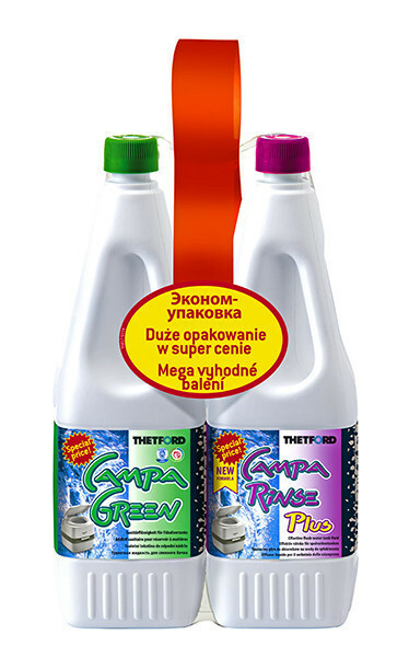 

Жидкость для биотуалета Thetford Duopack Campa Green & Campa Rinse Plus 1.5 л (8710315018073)