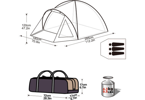 Палатка KingCamp Holiday 3 Easy (KT3027) Grey/Green изображение 6