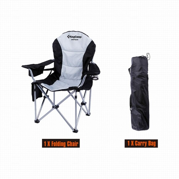 Раскладное кресло KingCamp Deluxe Hard Arms Chair Black/Mid Grey (KC3888 BLACK/MID GREY) изображение 9