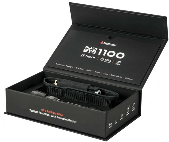 Фонарь тактический Mactronic Black Eye 1100 USB Rechargeable (THH0043) изображение 3