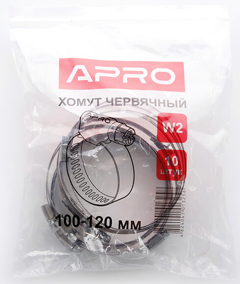 Хомут червячный нержавеющий APRO W2 120-140 мм (10 шт) HCN-18 изображение 5