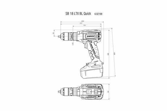 Аккумуляторный ударный дрель-шуруповерт Metabo SB 18 LTX BL Quick (602199650) изображение 6