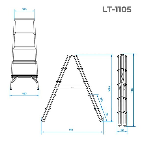 Драбина двостороння Intertool 5 сх. (LT-1105) фото 8