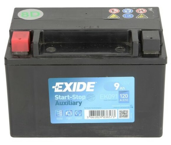 Мото аккумулятор EXIDE EK091, 9Ah/120A изображение 2