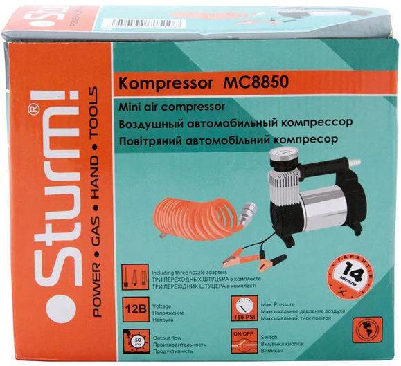 Воздушный авто-компрессор Sturm MC8850 12 В, 50 л/мин изображение 7