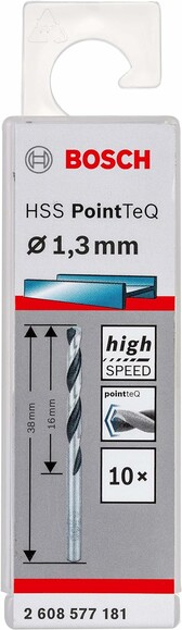 Сверло по металлу Bosch PointTeQ HSS 1.3х38 мм, 10 шт. (2608577181) изображение 2