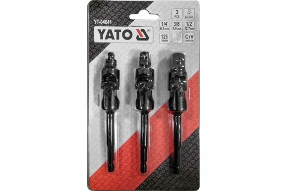 Набір карданних перехідників YATO 1/4", 125 мм, 3 шт. (YT-04641) фото 4