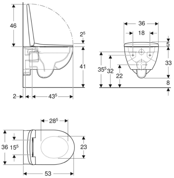 Унитаз подвесной GEBERIT SELNOVA Rimfree с сидением и крышкой (501.750.00.1) изображение 2