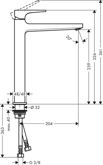 Смеситель для раковины HANSGROHE Metropol 260, однорычажный (74512000) изображение 3