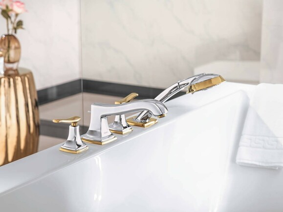 Смеситель для ванны HANSGROHE Metropol Classic, крепление на край, хром с золотом (31441090) изображение 2