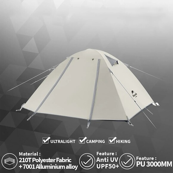 Трехместная палатка Naturehike P-Series CNK2300ZP028 (светло-серый) (6976023920462) изображение 5