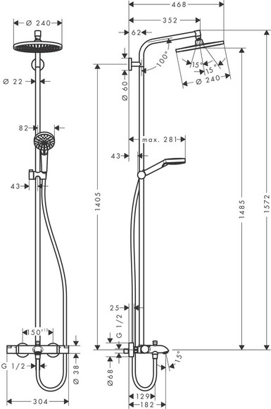 Душевая система Hansgrohe Crometta S 240 Showerpipe (27320000) изображение 2