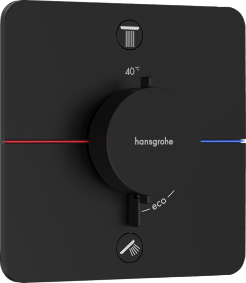 Внешняя часть термостата для душа Hansgrohe ShowerSelect Comfort Q 15583670, на 2 потребителя, черный матовый