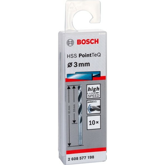 Сверло Bosch 10 HSS PointTeQ 3 мм, 10 шт (2608577198)