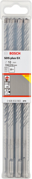 Набор буров Bosch SDS plus-5X 10x150x210 мм, 10 шт (2608833903) изображение 2