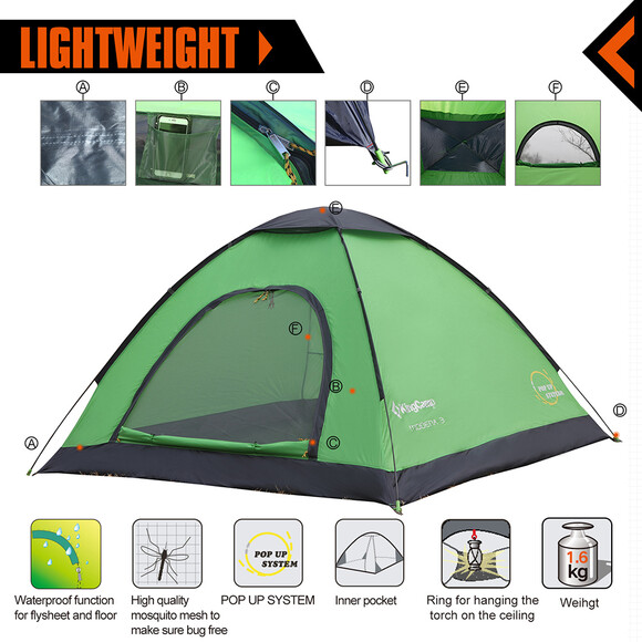 Палатка KingCamp Modena 3 (KT3037) Green изображение 5