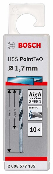 Сверло по металлу Bosch PointTeQ HSS 1.7х43 мм, 10 шт. (2608577185) изображение 2