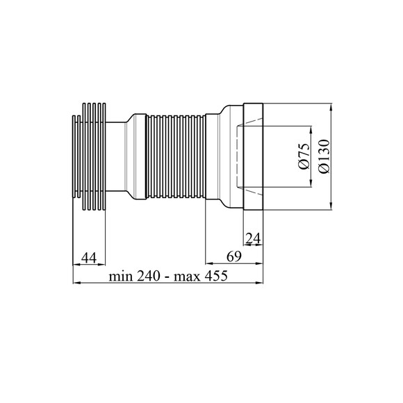 Гофра для унитаза армированная Kroner KRP GA110 D-110 мм 240-455 мм (CV032079) изображение 3