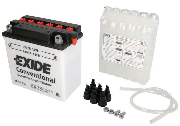 Мото акумулятор EXIDE 12N7-3B, 7Ah/75A фото 3