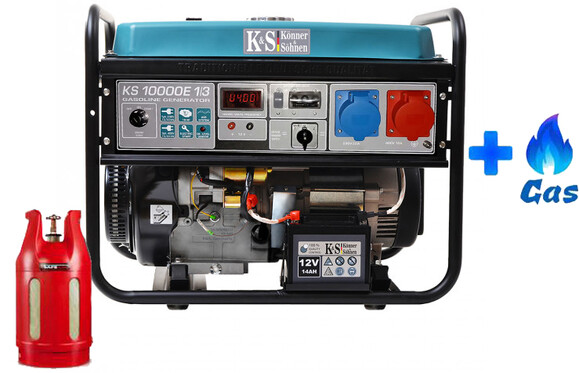 Двопаливний генератор Konner&Sohnen KS 10000E-1/3 LPG фото 2