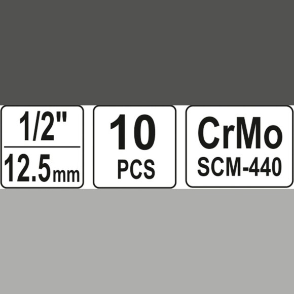Набор головок торцевых ударных Yato 1/2", 10-22 мм (YT-1025) изображение 5
