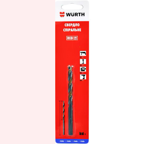 Свердло спіральне Wurth по нержавіючій сталі HSS TiN Red Line DIN338 6.0 мм (0626760)