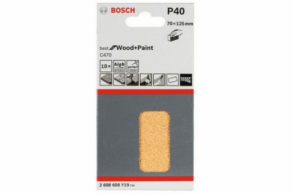 Шліфлист Bosch Expert для Wood and Paint C470, 70х125 мм, K40, 10 шт. (2608608Y19) фото 2