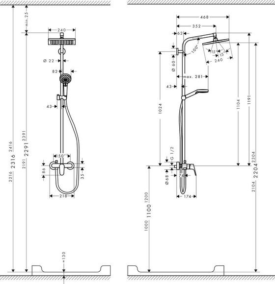 Душевая система HANSGROHE Crometta E 240 1jet Showerpipe, с однорычажным смесителем (27284000) изображение 2
