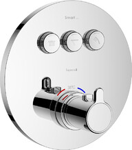 Змішувач для ванни IMPRESE Smart Click, з термостатом, прихований монтаж, 3 режими, кругла накладка, хром (ZMK101901233)