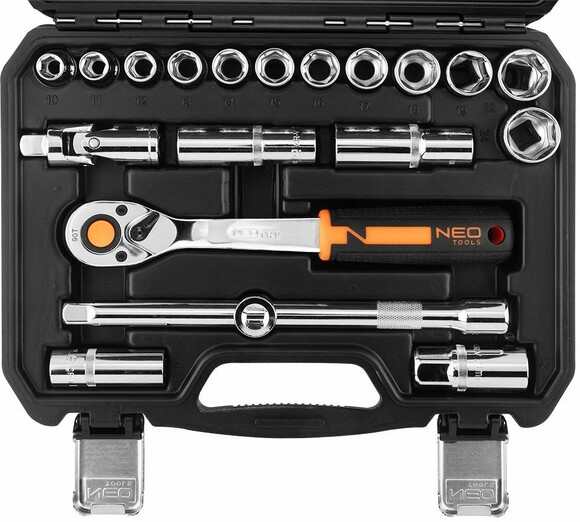 Набір торцевих головок Neo Tools тріскачка, 1/2, 90 зубців, 20 шт (10-032N) фото 2