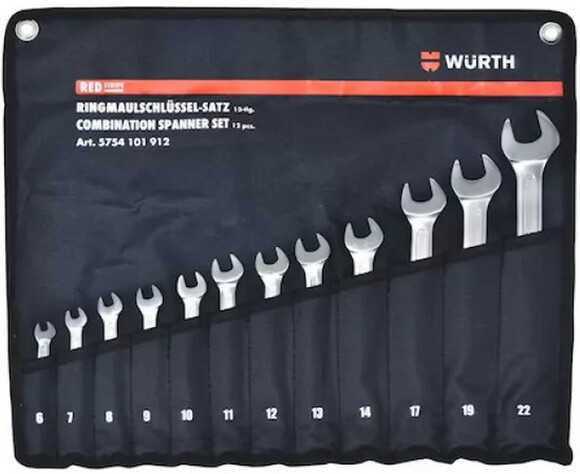 Набор ключей комбинированных Wurth RED STRIPE (WS6-22), 12 шт (5754101912)