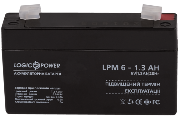 Акумулятор Logicpower AGM LPM 6-1.3 AH фото 2