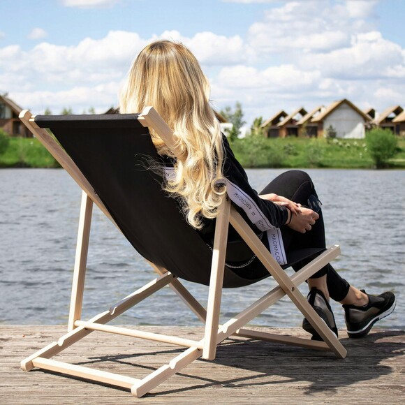 Шезлонг (кресло-лежак) деревянный для пляжа, террасы и сада Springos (DC0001 BL) изображение 16