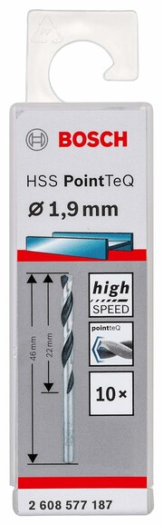 Сверло по металлу Bosch PointTeQ HSS 1.9х46 мм, 10 шт. (2608577187) изображение 2