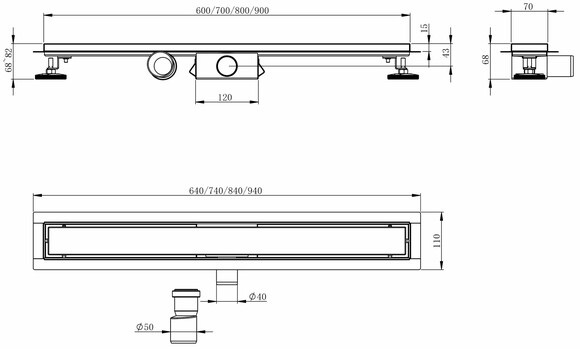 Душевой трап линейный IMPRESE i-Flow S i07, 600 мм (d44600S07) изображение 2