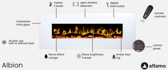 Електрокамін Aflamo Albion 42, білий фото 5