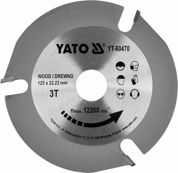 Диск пильный по дереву Yato 125x22.23x3.8 мм, 3 зубца (YT-60470)