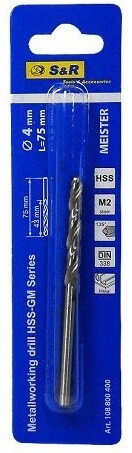 Сверло по металлу S&R Meister HSS 4х43х75 мм (108800400) изображение 2