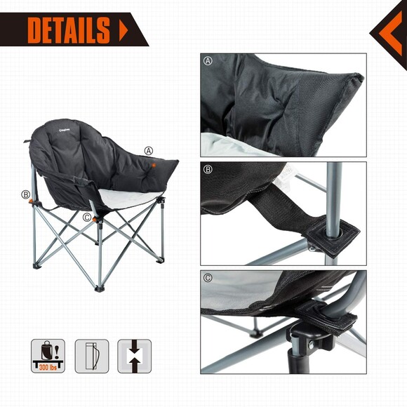 Раскладное кресло KingCamp Heavy Duty Dteel Folding Chair Black/Grey (KC3976 black/grey) изображение 5