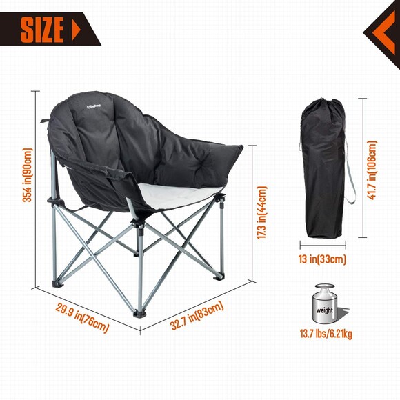 Раскладное кресло KingCamp Heavy Duty Dteel Folding Chair Black/Grey (KC3976 black/grey) изображение 3
