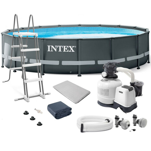 Каркасный бассейн Intex, 732x132 см (фильтр-насос 8000 л/час, лестница, тент, подстилка) (26340) изображение 2
