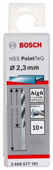 Сверло по металлу Bosch PointTeQ HSS 2.3х53 мм, 10 шт. (2608577191) изображение 2