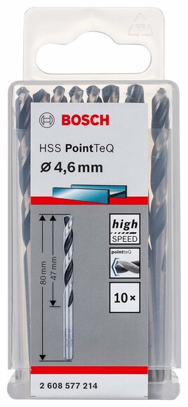 Сверло по металлу Bosch PointTeQ HSS 4.6х80 мм, 10 шт. (2608577214) изображение 2