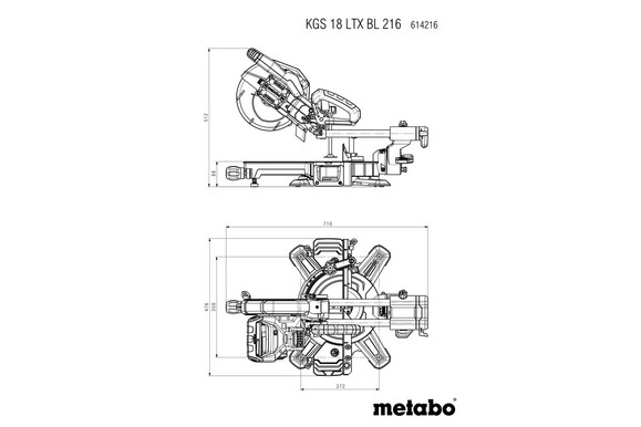 Аккумуляторная торцовочная пила Metabo KGS 18 LTX BL 216, без АКБ и ЗУ (614216850) изображение 9